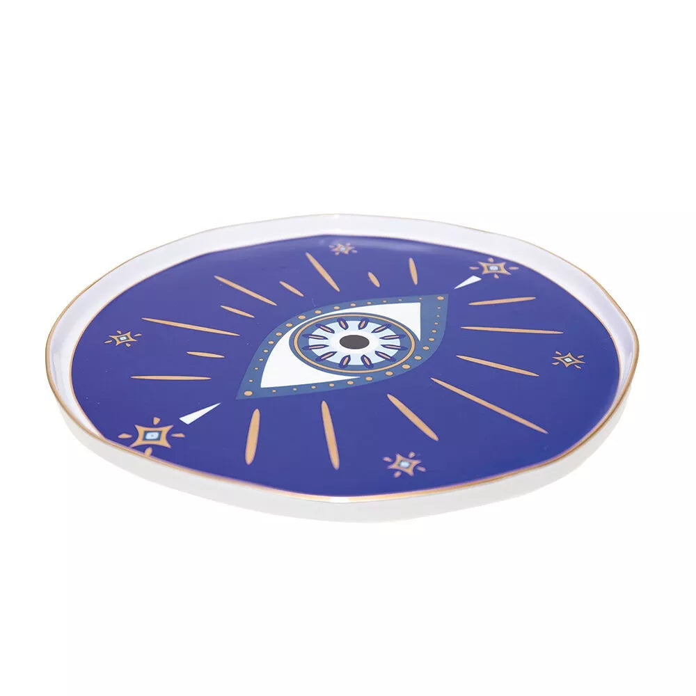 Plateau en porcelaine « œil » Bleu