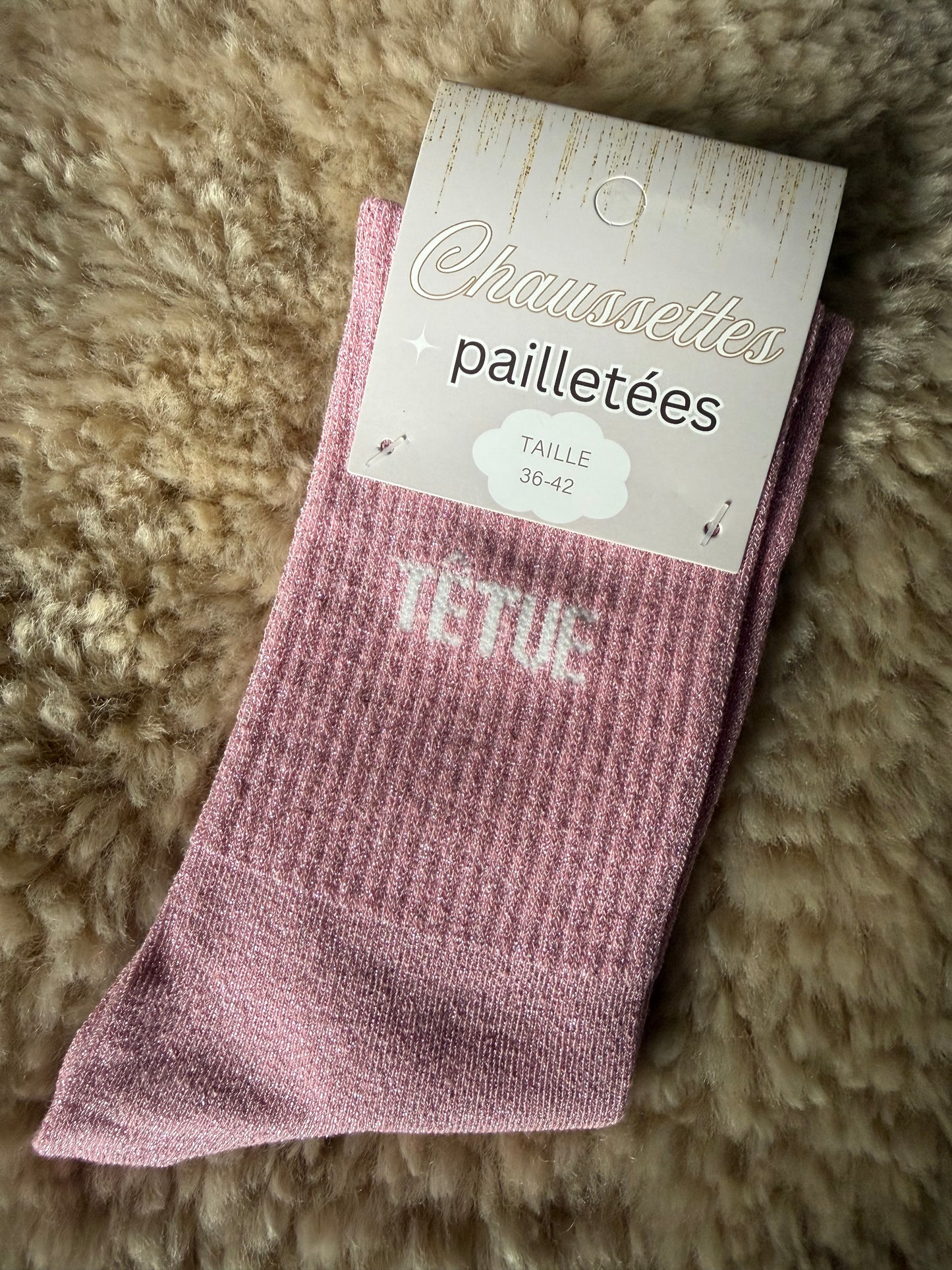 Chaussettes paillettées à message