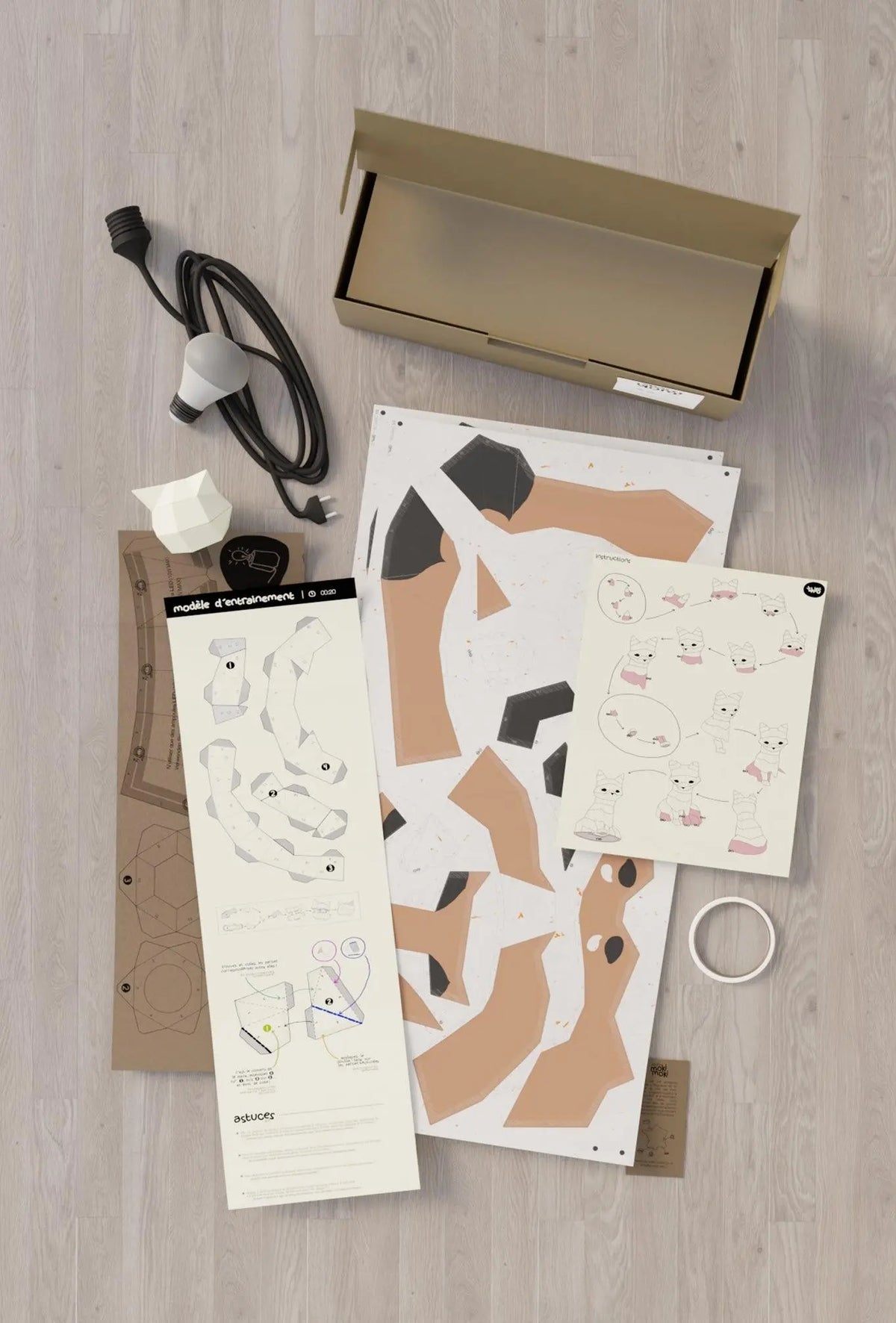 Veilleuse 🦊SHIRO🦊 le Renard - Kit Papercraft 3D - à monter soi-même- by MOKI MOKI