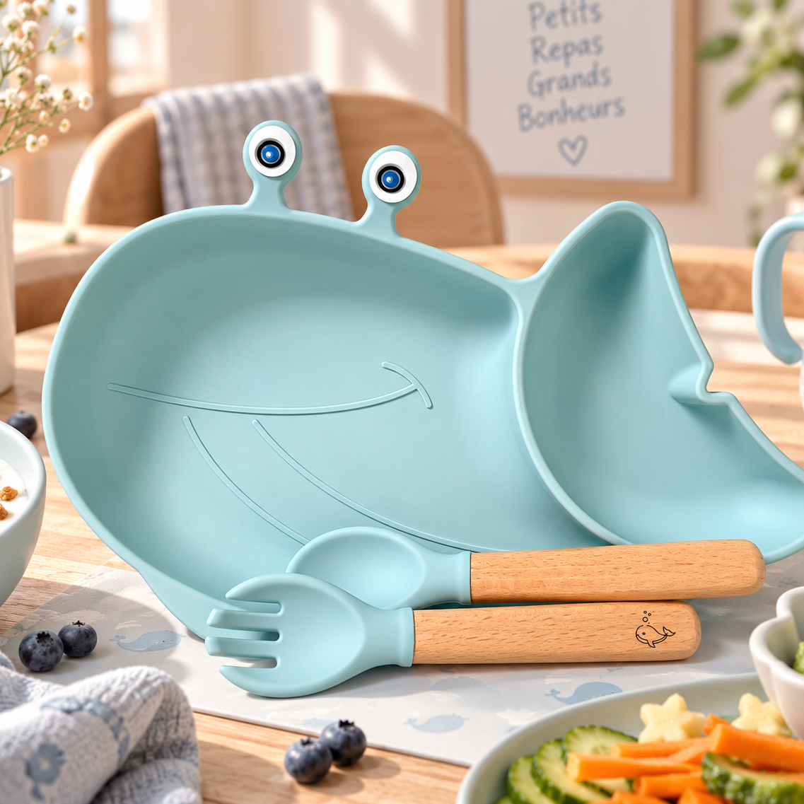 Set repas BALEINE - Assiette et couverts -