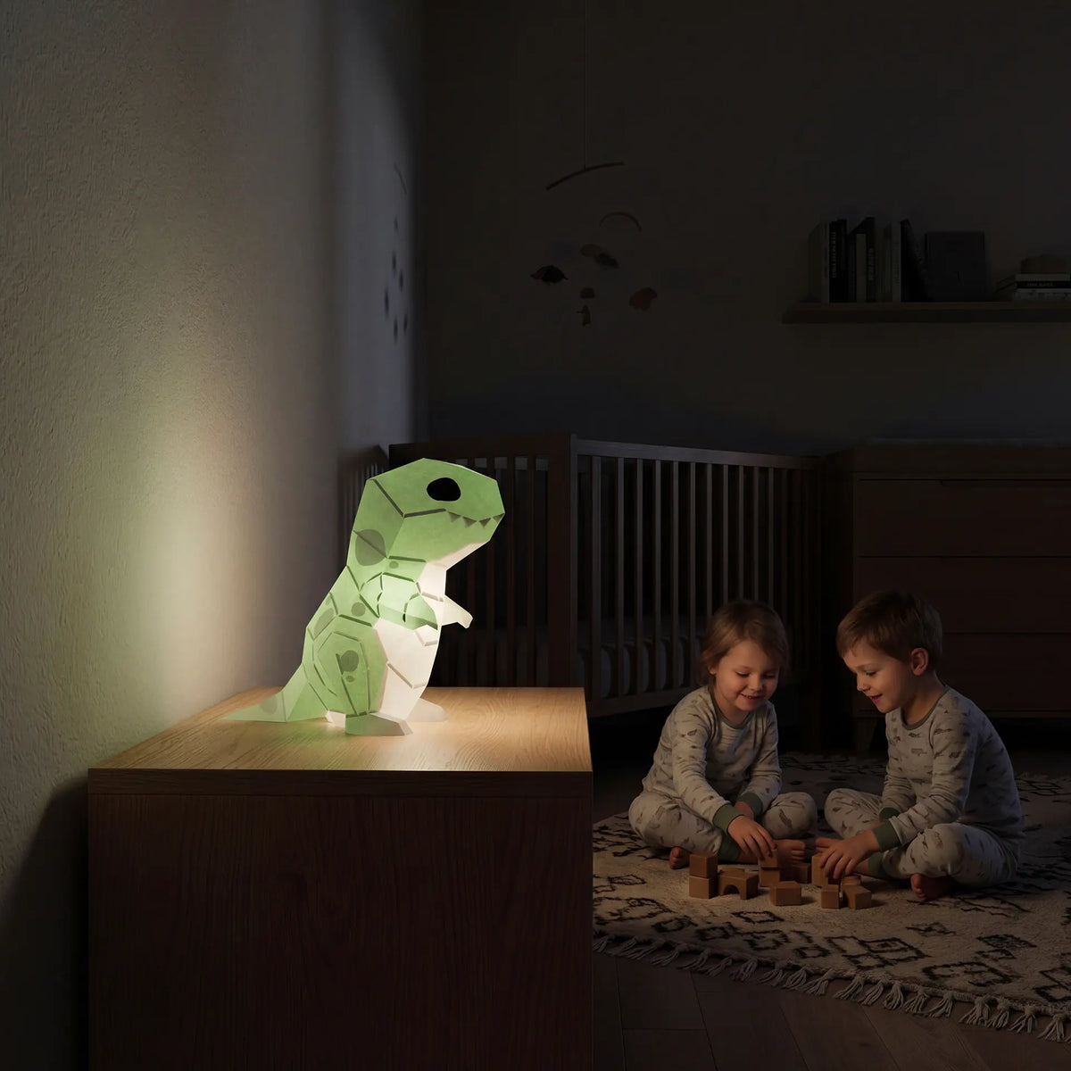 Veilleuse 🦖DINO🦖 le T-REX - kit Papercraft 3D - à monter soi-même - by MOKI MOKI