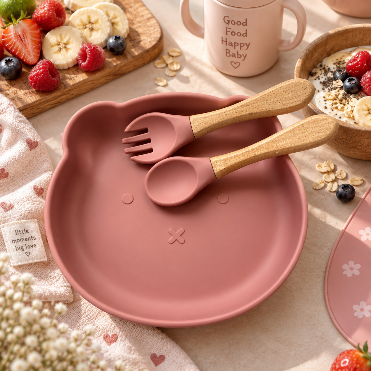 Set de repas OURS - Assiette et couverts