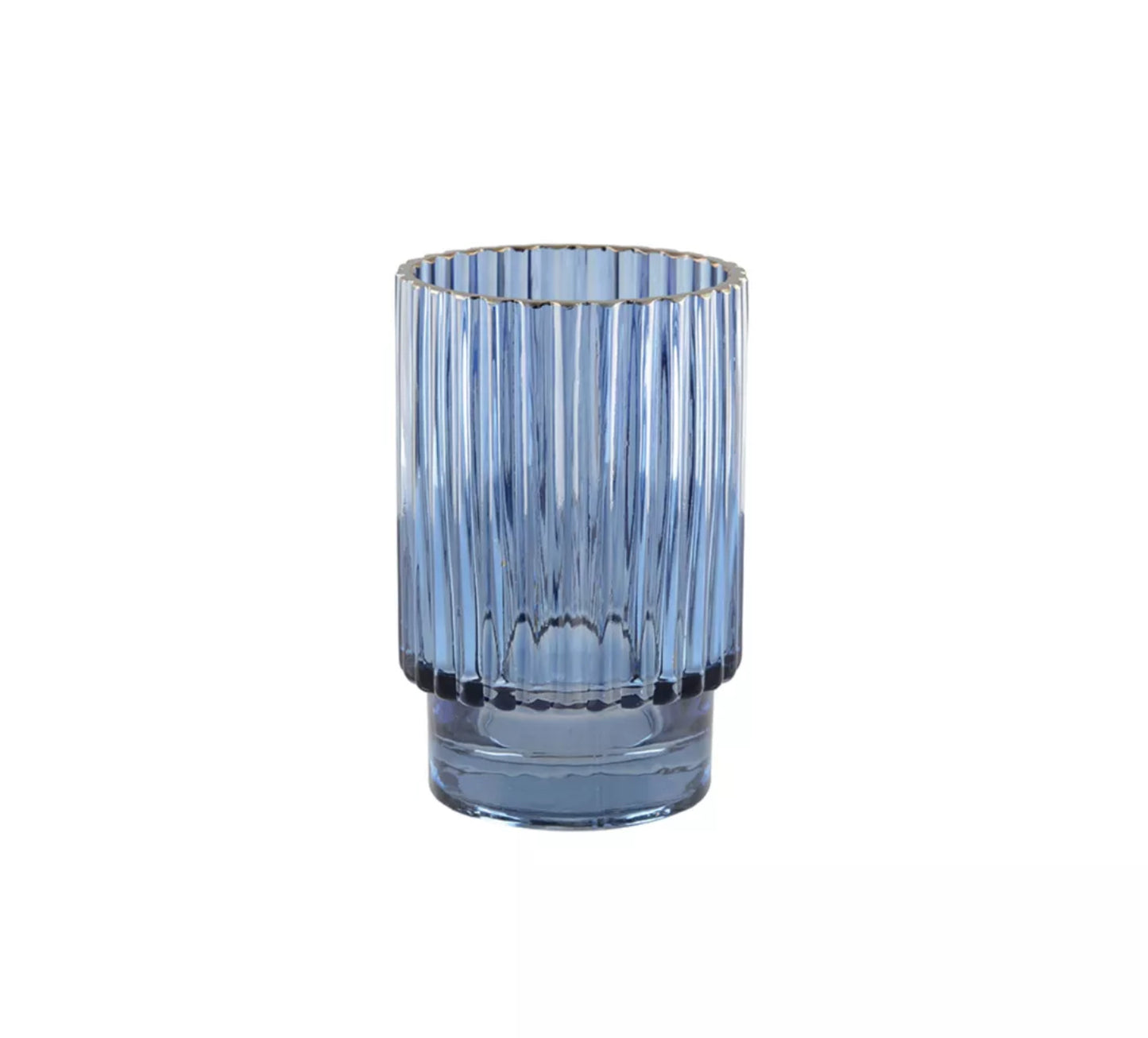 Vase bleu bord doré