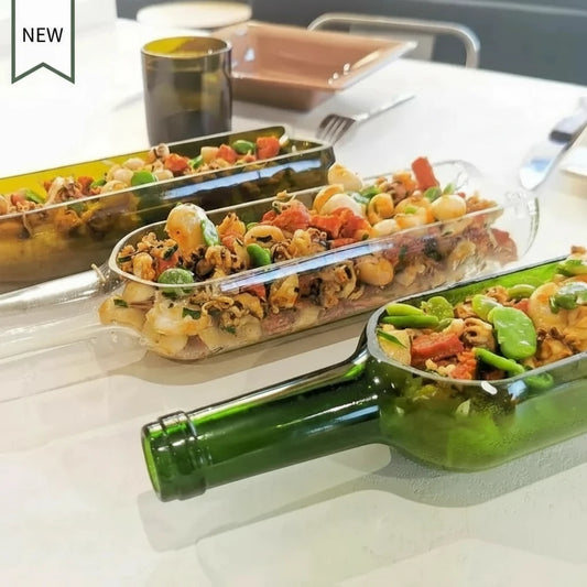 Plats de présentation culinaire - bouteille de vin recyclé