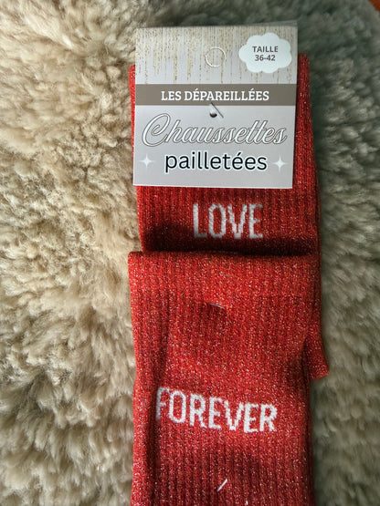 Chaussettes paillettées à message