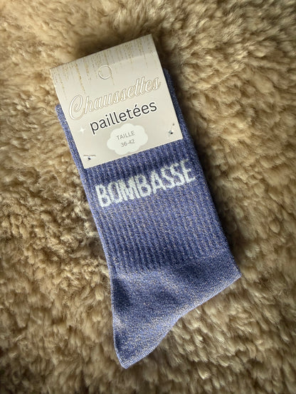 Chaussettes paillettées à message